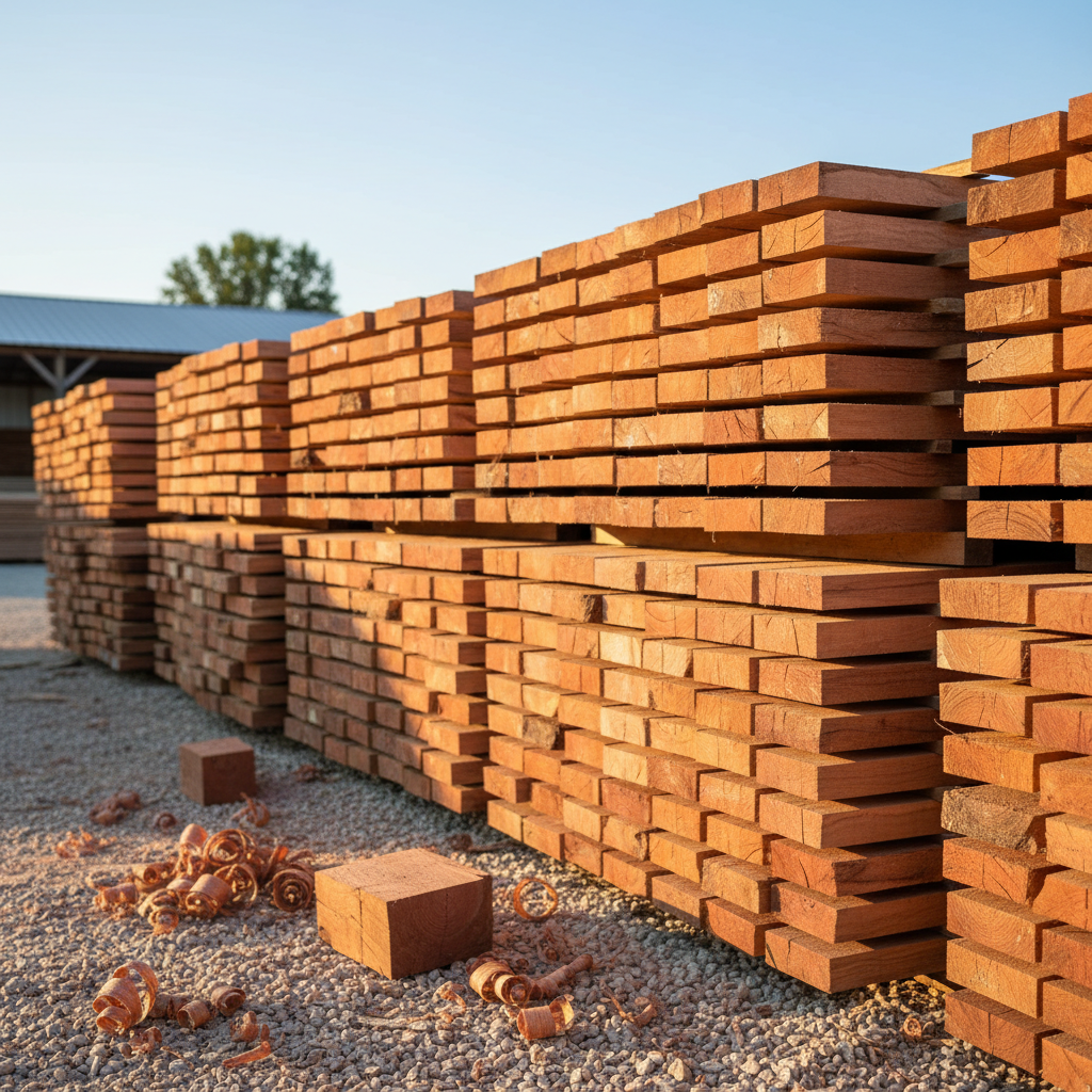 Cedar lumber stack